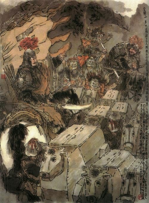 戴敦邦绘三国120图 #101 出陇上诸葛妆神 奔剑阁张郃中计